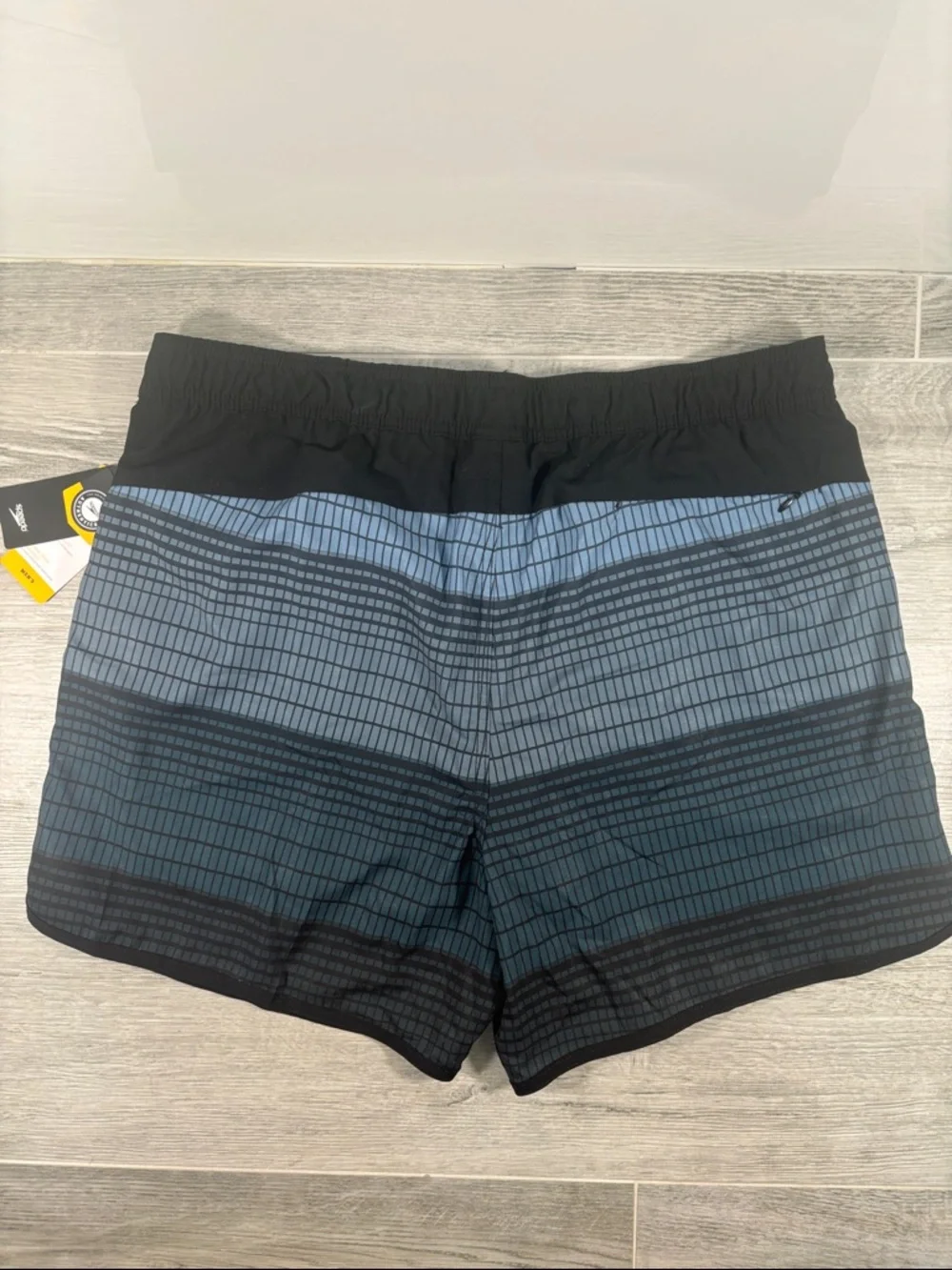 NWT Speedo Men's 2XL Swim Trunks Blue Grid Geometric Board Shorts UPF 50